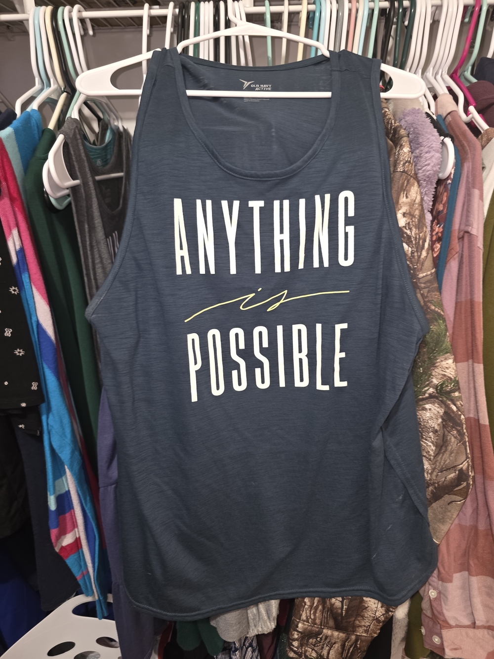 Old Navy Women's Navy Blue 'Anything is Possible' Graphic Tank